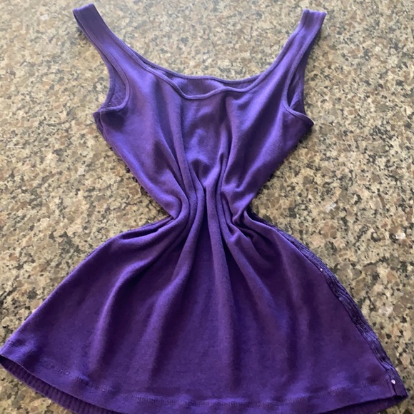 EXPRESS SZ S Sexy Basic Tank - Purple sequin front and cotton back. - Picture 3 of 3